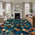 thumbnail image 3 of 5x8 Washable Area Rug, Abstract Check Texture Non-Slip Large Rectangle Rug for Living Room Dining Room, Orange Green Blue Check Indoor Floor Mat for Home Decor, 3 of 9