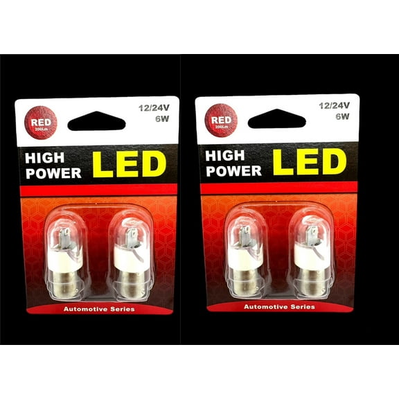 4-PCS  - 1156 RED Kaupa Advance Premium LED Light Bulb Replacement 12/24V