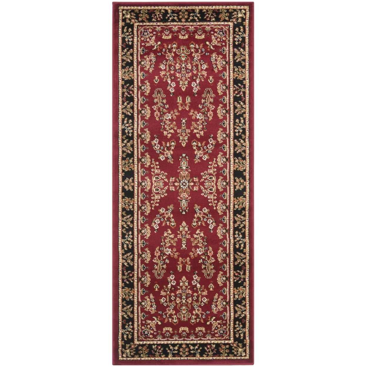 SAFAVIEH Lyndhurst Isadora Traditional Bordered Area Rug, Red/Black, 5'3" x 5'3" Round