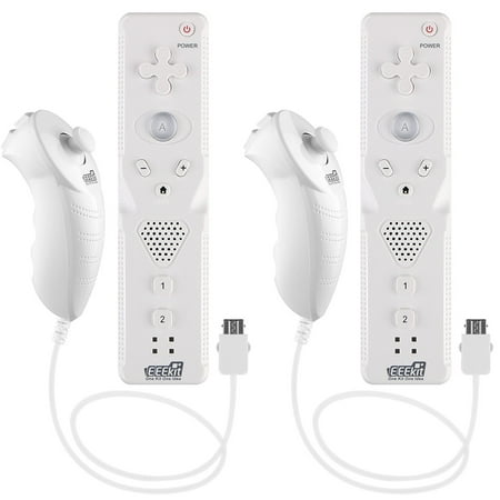 Motion Sensitive Controller 2-pack Remote Control Nunchuk Motion Controller Combo Set with Strap for Nintendo Wii/Wii U/Wii mini, Video Game(White+White) ()
