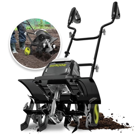 Sun Joe Electric Garden Tiller Cultivator, Steel Tines, 15 Amp, 15.7", TJ605E