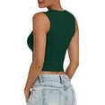 thumbnail image 6 of ANRABESS Women Basic Crop Tank Tops Casual Ribbed Knit Workout Tops Sleeveless Shirts Tight High Neck Camisole Women Girls Summer Clothes Deep Green M, 6 of 11