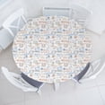 thumbnail image 3 of Ambesonne Travel Fitted Round Tablecloth, Vintage Rubber Stamps, 45"- 56" Diameter, Multicolor, 3 of 5
