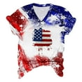 thumbnail image 4 of qILAKOG Women's Independence Day Print Short Sleeve Summer New Gradient Tops Classic V-Neck Versatile Tunic Slim Casual Pullover Blouses Top T-shirts for Women, 4 of 5