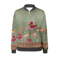thumbnail image 4 of LIJCC Women'S Zippered Casual Jacket Coat for Womens Suitable Daily Jackets Lightweight Zip Up Jacket Floral Print Coat Stand Collar Short Sports Outwear, 4 of 5