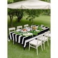 thumbnail image 3 of Outdoor Tablecloth with Umbrella Hole and Zipper, Flower Wreath Rectangle Table Cloth 60x84 Inch Waterproof Tablecloth, Farmhouses Bow-Knot Black Stripes Picnic Table Cover for Patio Camping, 3 of 7