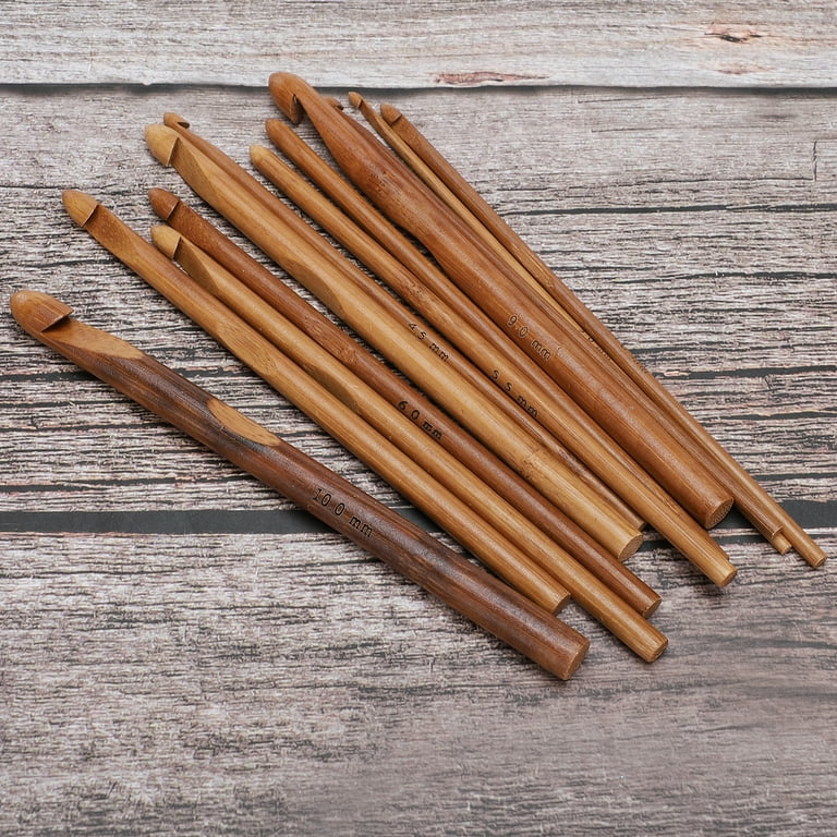 Set of 12 Carbonized Bamboo Crochet Hooks and a couple of individual Wooden  Crochet Hooks