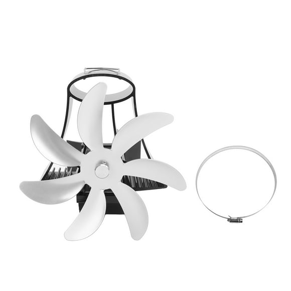 Ventilador de chimenea de tubo de 7 aspas para estufa de leña, con motores silenciosos y alimentado por calor, con montaje en pared magnético, color plateado.