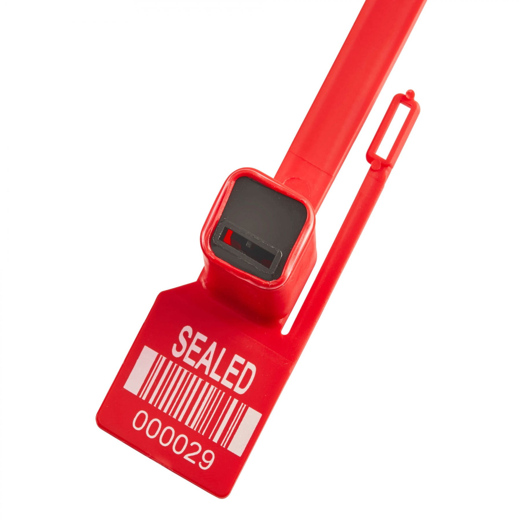 Red Security Seals w/ Barcode Heavy Duty Zip Tie 110lb. 1000/pack