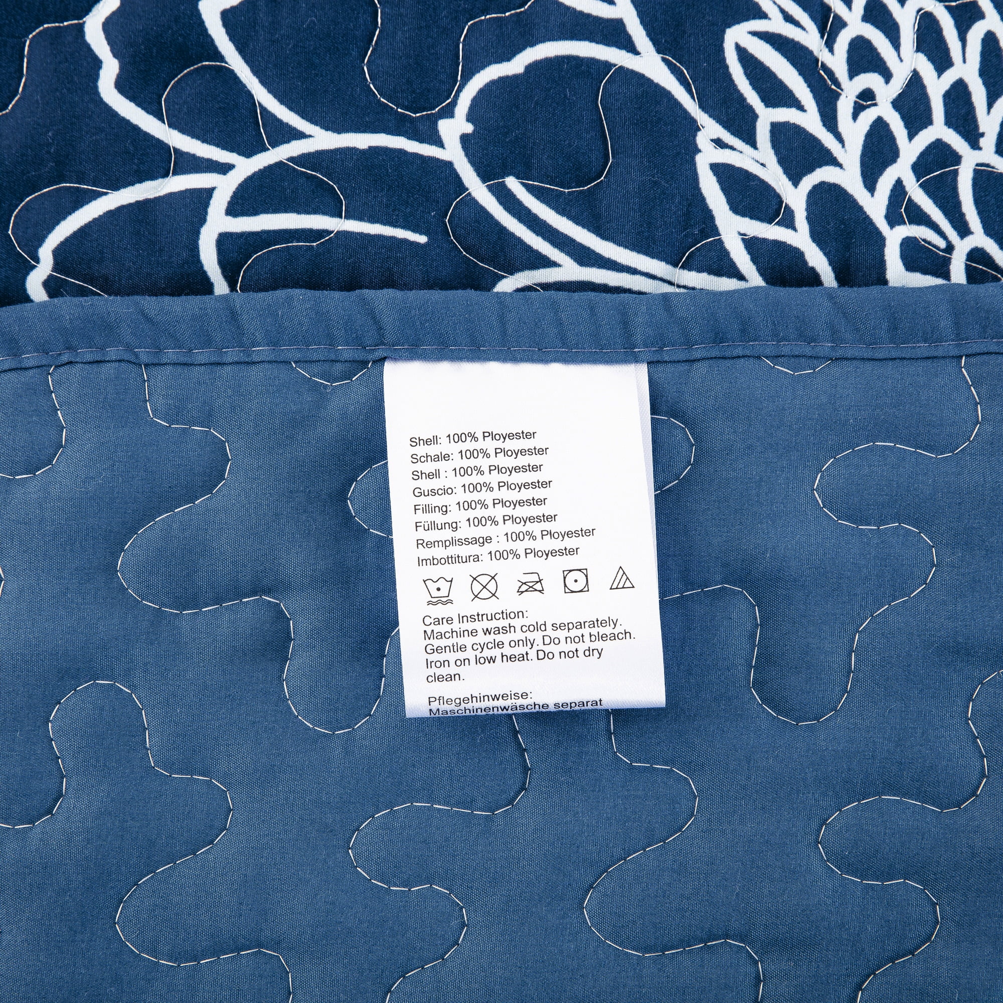 Dintszyayue Floral Quilt Set King Size,3Pcs Blue Bedding Set Lightweight Soft Adult(90"x110")