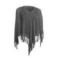 thumbnail image 3 of Women's Lace Shawl with Tassel Fringe, Geometric Openwork Evening Wrap Scarf, Lightweight Summer Cover Up for Wedding Guest, Party, Dress-Gray, 3 of 4