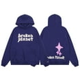 thumbnail image 1 of Broken Planet Letters Foam Print Loose Casual Plus Velvet Hooded Sweatshirt-24735 Purple-S, 1 of 1