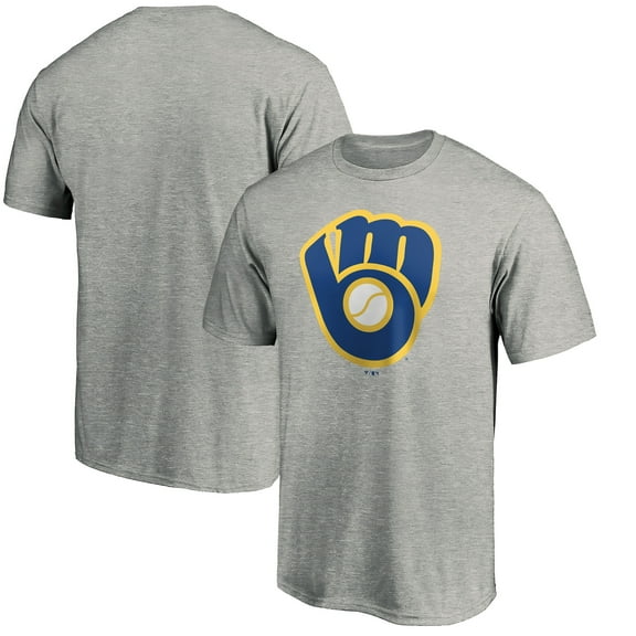 Men's Heathered Gray Milwaukee Brewers Cooperstown Collection Huntington Logo T-Shirt