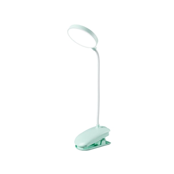 Wosthever Lámpara de de escritorio redonda, lámparas LED de noche ajustables con alimentación USB, Clip de rotación de 360 grados, Iluminación y accesorios Verde