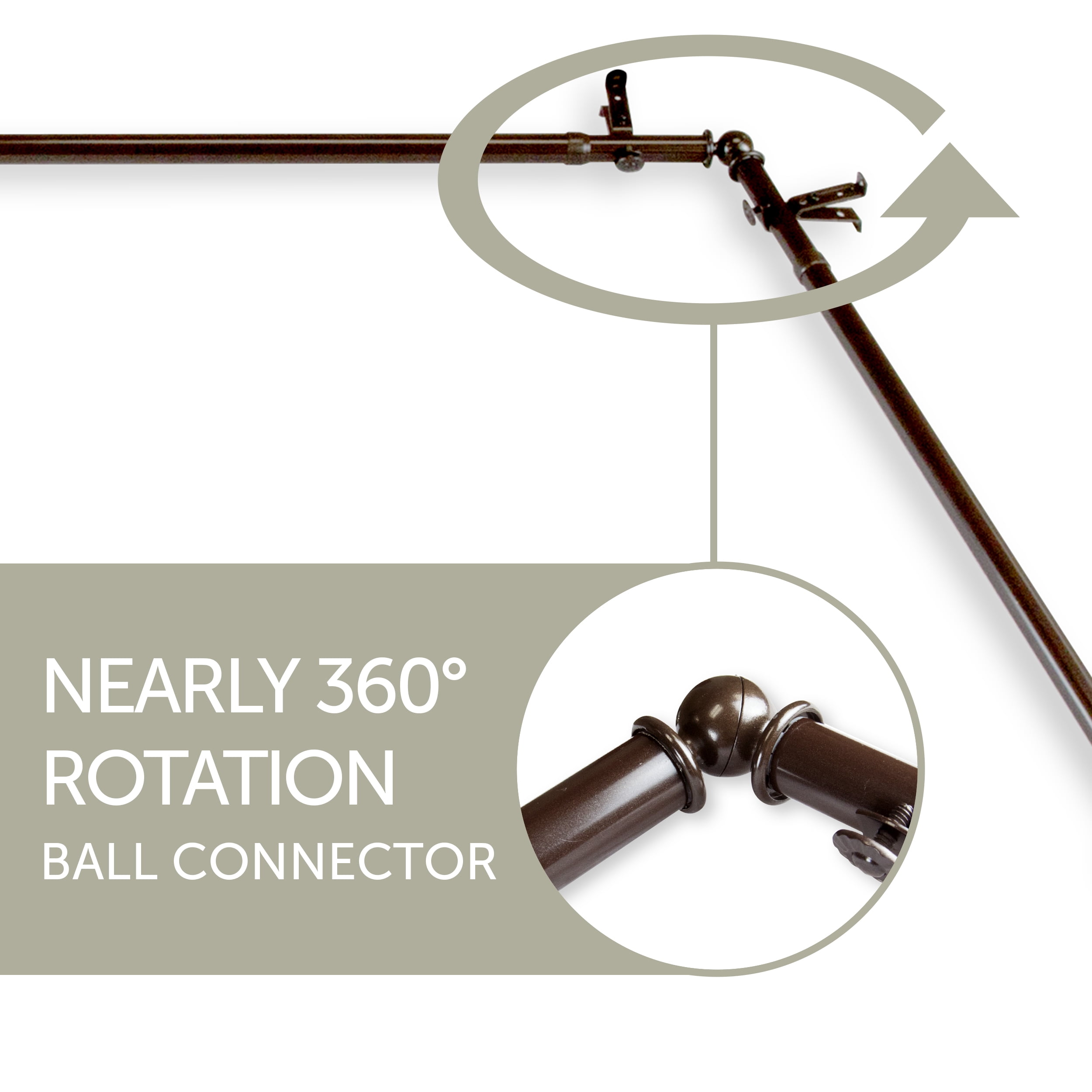 Ornament 13/16 4-Sided Bay Window Curtain Rod - Cocoa
