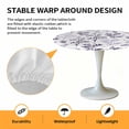 thumbnail image 2 of Elastic Fitted Round Tablecloth, Purple Grey Botanical Waterproof Stretch Table Cover for 55"-60" Tables, Watercolor Spring Floral Summer Leaf Washable Outdoor Tablecloths for Patio, Picnic, Camping, 2 of 9