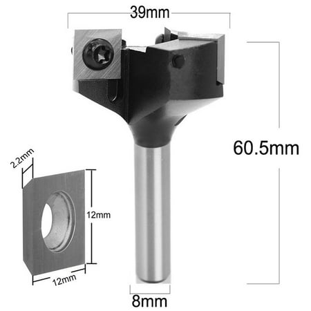 

BUYISI CNC Spoilboard Surfacing Router Bit 3 Flutes Insert Woodworking Milling Cutter 8x39x12mm