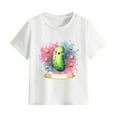 thumbnail image 4 of Virmaxy (2-14 Years Old)Pickle Letter Printed Shirt For Toddler Boys Girls Casual Printed Gherkin Pattern T-Shirt Kids Spring Summer Loose Short Sleeve Crew Neck Top White-2 4 Years, 4 of 4