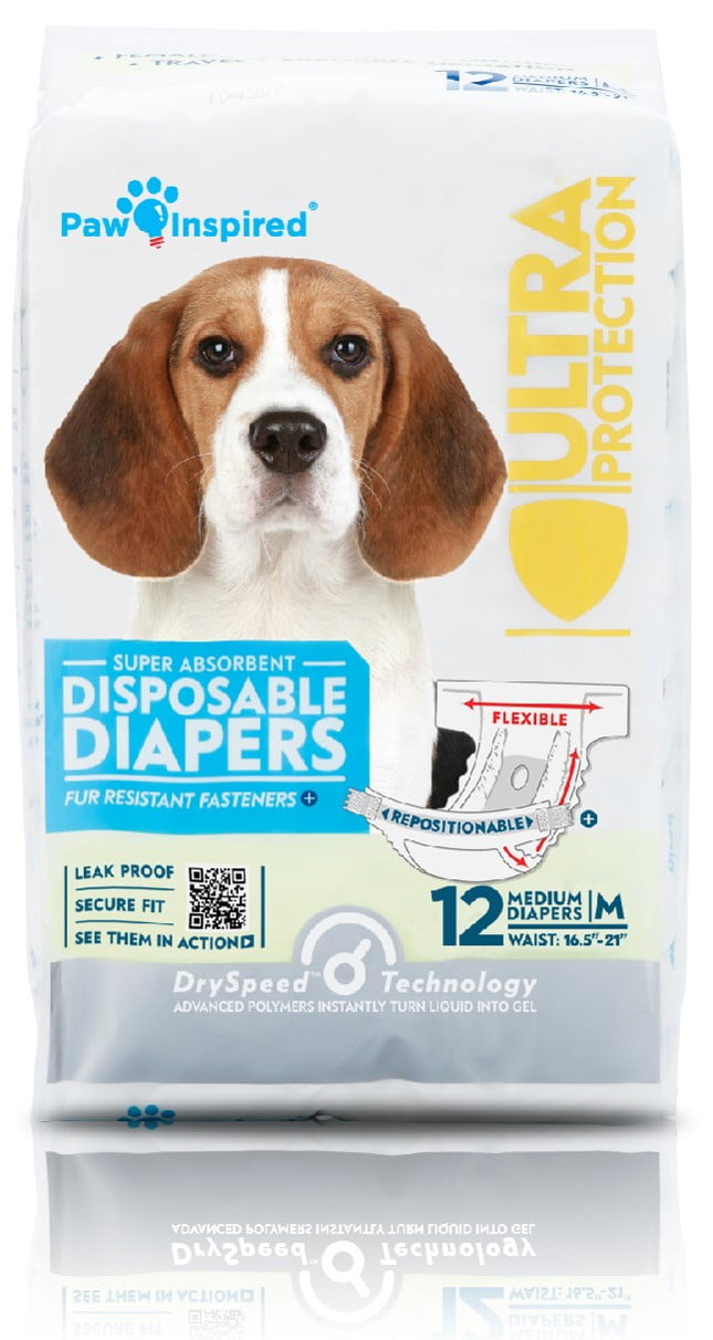Paw Inspired Medium Disposable Dog Diapers for Female in Heat