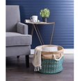 thumbnail image 2 of Contemporary Home Living 12" Brown and Teal Blue Round Small Storage Basket, 2 of 2