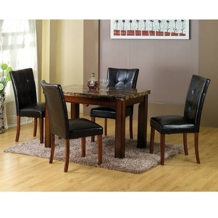Mahogany Center Table - Home Source Mahogany Faux Marble Table and Four Chairs