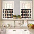 thumbnail image 2 of Mid Century Vintage Valances Set for Kitchen, Medieval Retro Abstract Geometric Blocks Home Decor Rod Pocket Window Drapes for Living Room Dining Room Office 52x18 Inch + 27x36 Inch X 2, 2 of 5