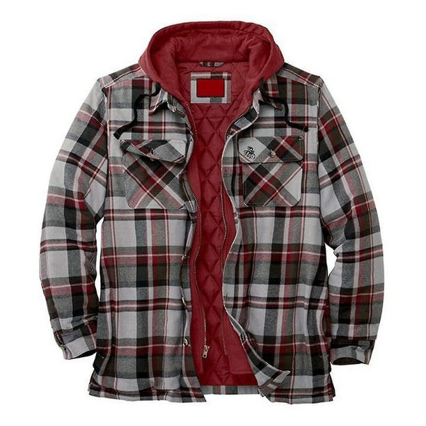 Sudadera con capucha para hombre chaqueta holgada de manga larga a cuadros gruesa de franela con forro acolchado Bodega Aurrera en linea