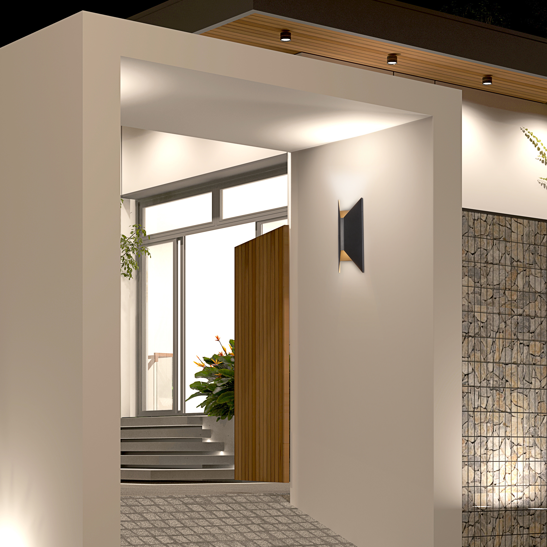 Maxxima Black Outdoor LED Wall Wash, Up and Down, Hardwired, Sconce, Modern Porch Light, 1000 Lumens, 5 CCT 2700K-5000K