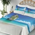 thumbnail image 5 of Ambesonne Scenery Fitted & Top Sheet Set with Shams, Exotic Coastline, Blue White Cream, 5 of 8