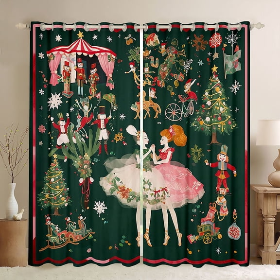Homewish Xmas Nutcracker Black Out Curtains for Teens Boys Girls,Ballet Girl Curtains Pack of 2 (42x63 Each),Merry Christmas Bedroom Curtains,Super Cozy Room Decor
