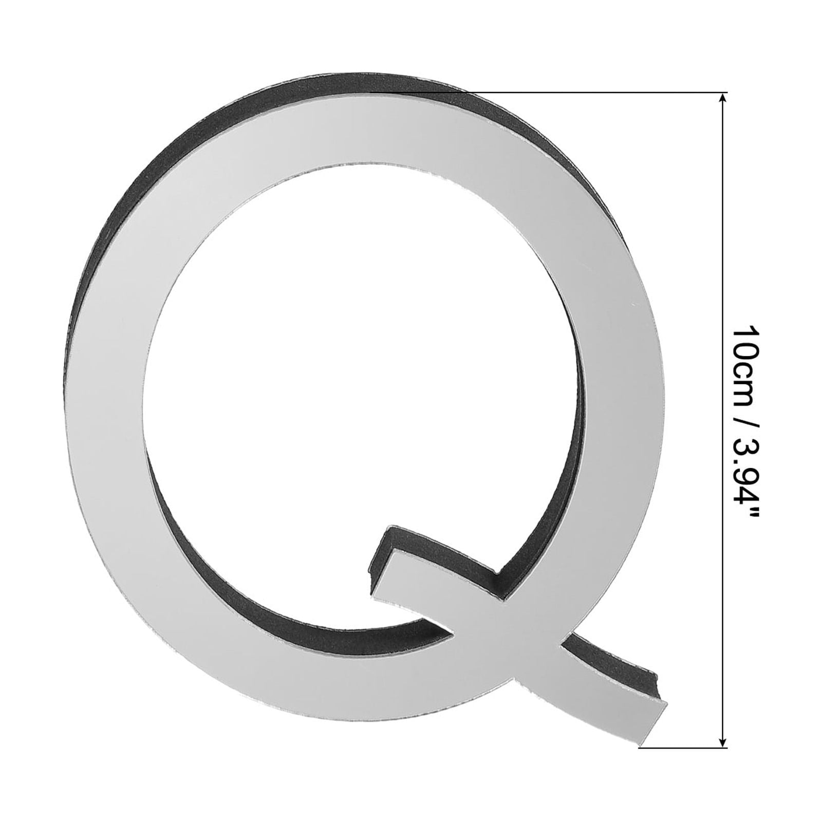 Unique Bargains 3D Acrylic Alphabet Mirror Wall Stickers Letter Sign Silver Q Shape