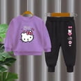 thumbnail image 4 of Nuevo producto de Hello Kitty para niños, traje de manga larga + pantalón, Top informal de dibujos animados para niñas + Pantalones deportivos, ropa de dos piezas para niños, 4 of 5
