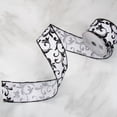 thumbnail image 2 of Northlight Black Grosgrain with White Floral Design Wired Craft Ribbon 2.5" x 10 Yards, 2 of 3