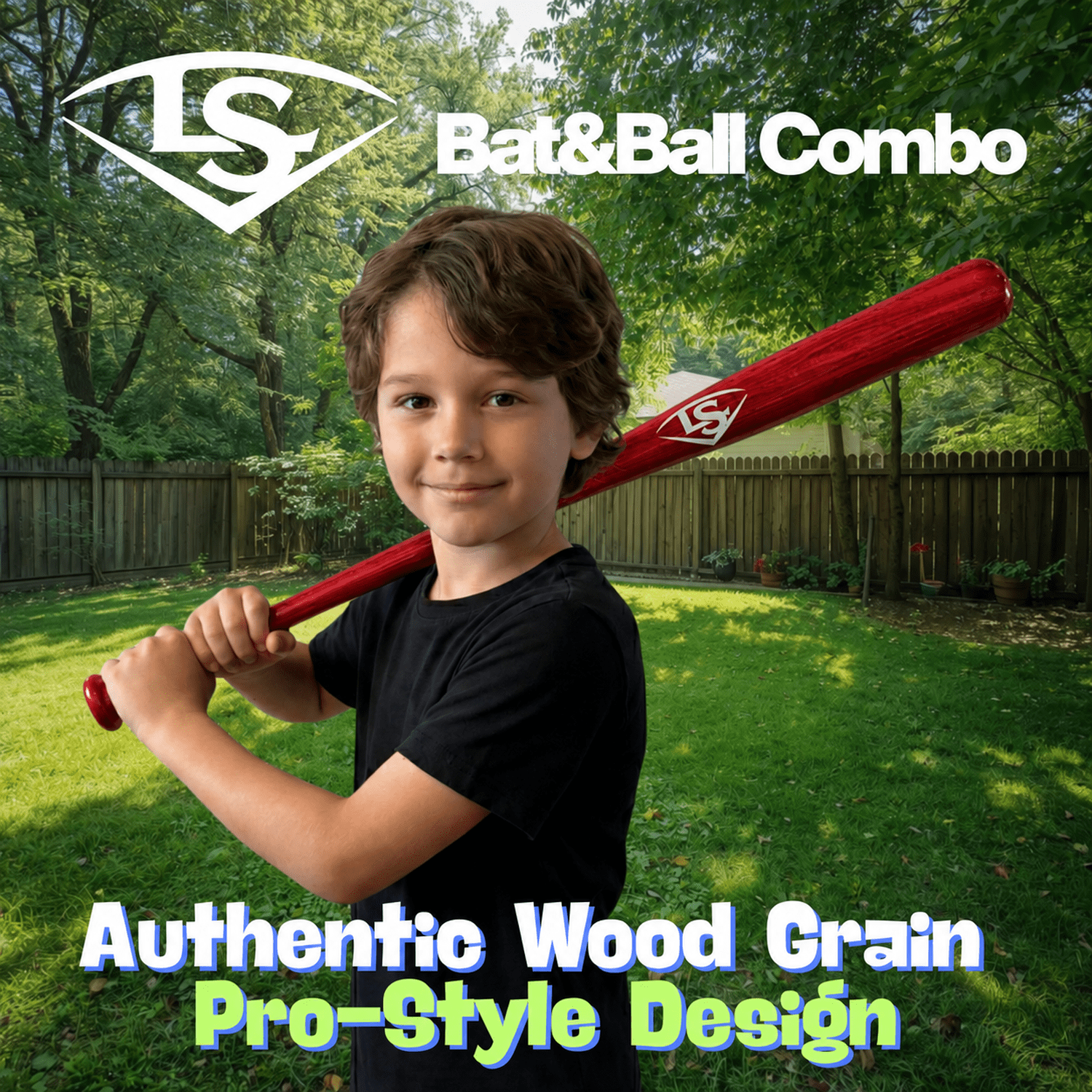 Louisville Slugger Red Plastic Bat with Ball, 34", Outdoor Baseball Play Set