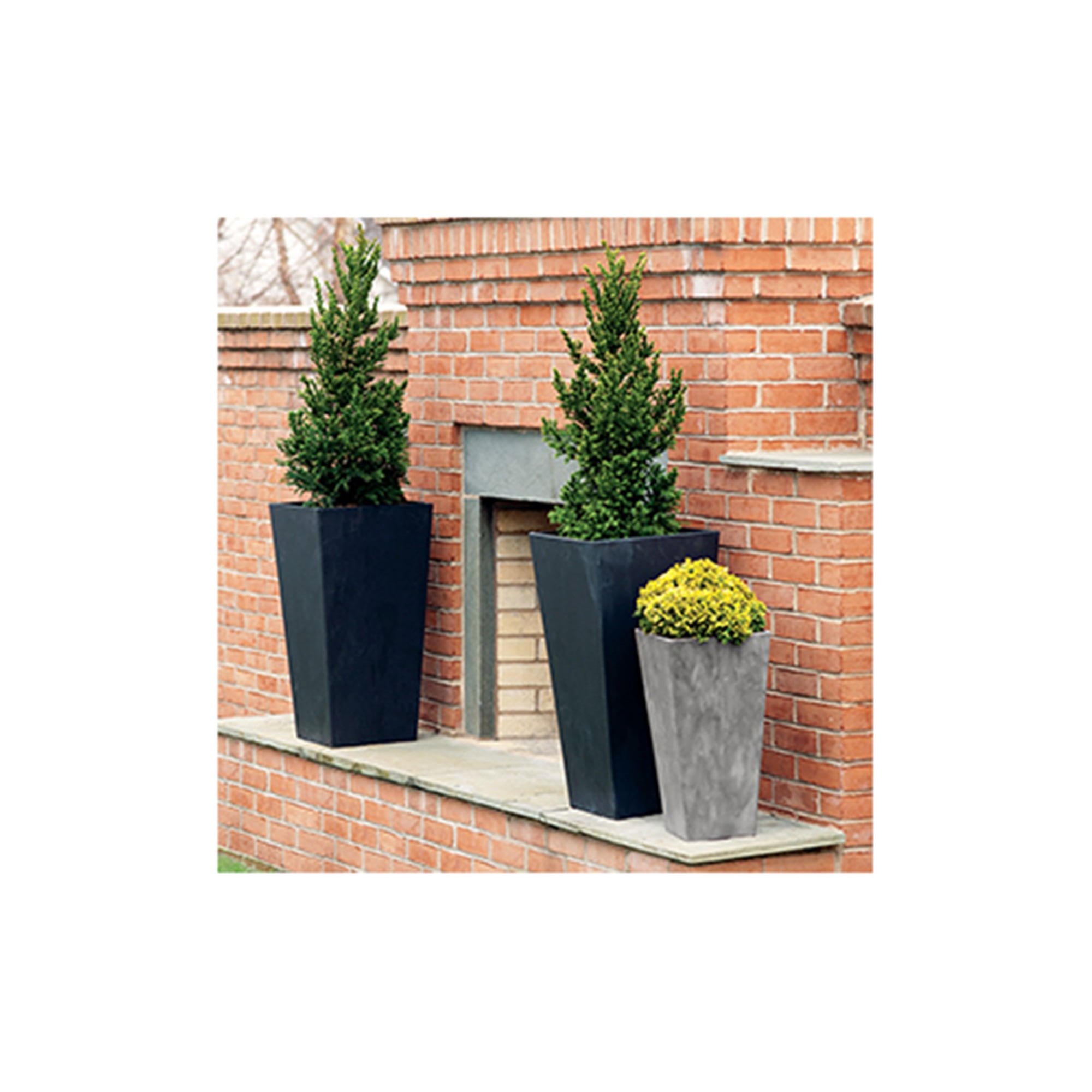 Root & Vessel Ella Tall Planter, Black, 27.5"