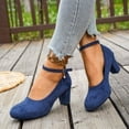 thumbnail image 6 of Willtoo Mary Jane Heels for Women Platform High Heels Shoes Dress Round Toe Faux Suede Pumps Pair with Dress Party, 6 of 7