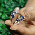 thumbnail image 4 of Art Deco Marquise and Round Cut and Blue Sapphire Ring Enhance Wrap in 925 Sterling Silver, 4 of 7