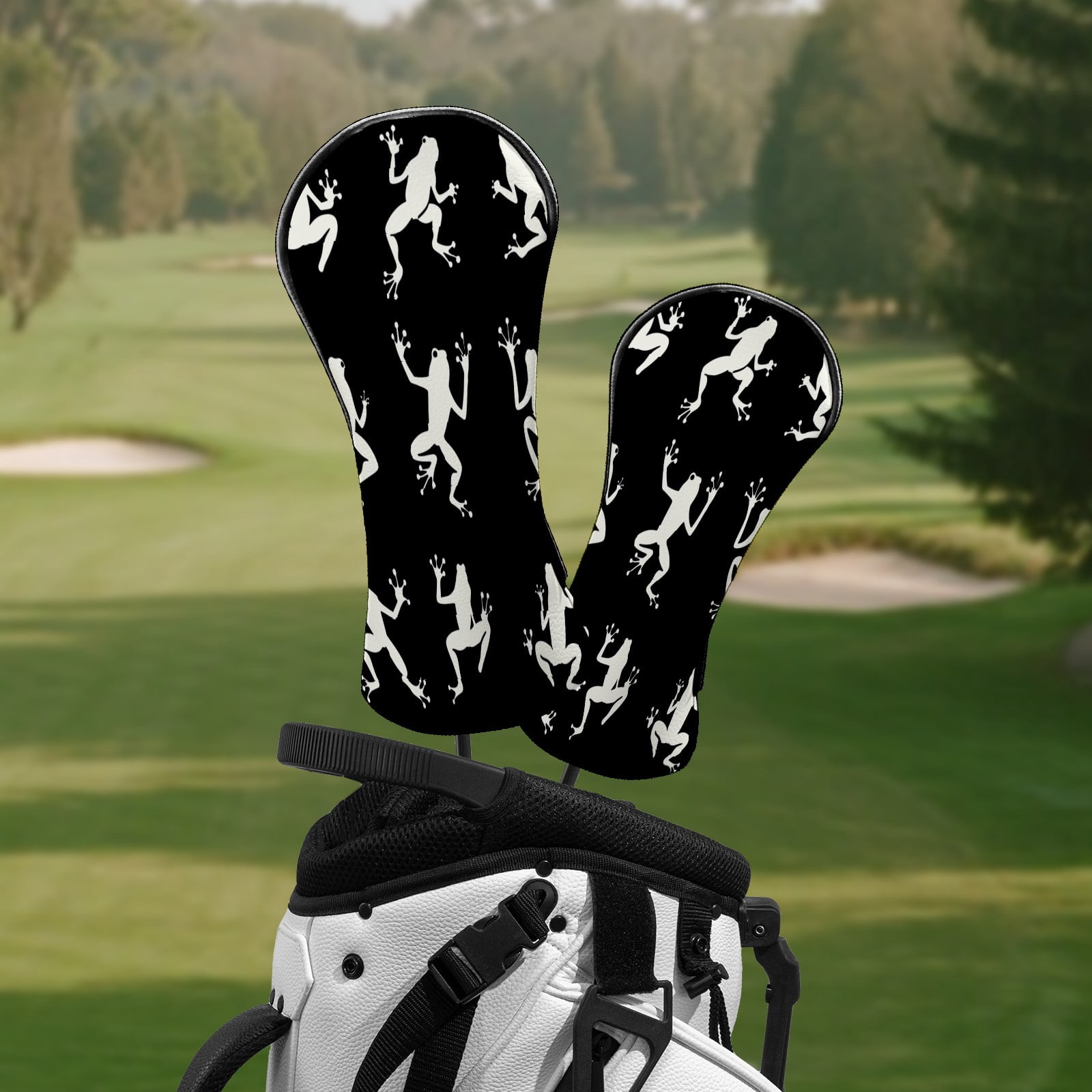Golf Club Head Covers Funny Frog Waterproof Leather Golf Head Covers for Men Women Driver Head Cover Fairway Headcover for Golf Lovers