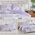 thumbnail image 5 of Joyreap 3 Pieces Floral Quilt Set Queen, Patchwork Purple n Pink Flowers Design, Smooth Soft Microfiber Quilt, Bedspread Bed Cover for All Season, 1 Quilt and 2 Pillow Shams- 90x90 inches, 5 of 7