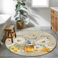 thumbnail image 3 of Round Rug 3.3Ft Washable Non-Slip, Daisy Spring Floral Circle Area Rugs for Living Room Bedroom, Farmhouse Botanical Bees Elegant Indoor Floor Mats Carpet Runner for Home Decor Aesthetic, 3 of 8