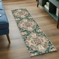 thumbnail image 4 of Runner Rug 2 x 6 Ft, Pink Green Boho Washable Non-Slip Floor Mat for Kitchen Hallway/Entryway, Abstract Medieval Vintage Ethnic Floral Long Kitchen Runner Area Rugs for Living Room, Low-Profile, 4 of 7