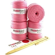 Hoooked POUFKIT-5 Zpagetti DIY Crochet & Knit Yarn Pouf Kit, Cherry