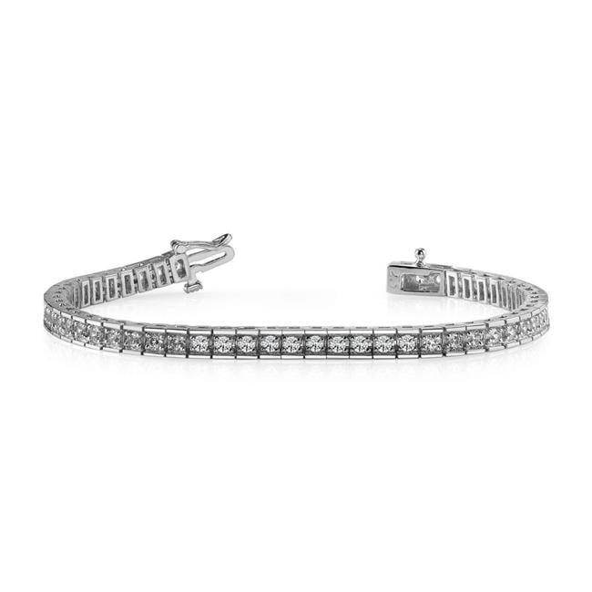 Harry Chad Enterprises 57828 Box Link 7.50 CT Round Cut Diamonds Tennis Bracelet, 14K White Gold