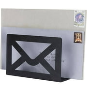 MyGift Modern 6 inch Envelope-Design Metal Desktop Letter Holder, Black