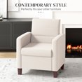 thumbnail image 4 of HOMCOM Modern Accent Chair Fabric Armchair w/ Non-Slip Pads, Cream White, 4 of 10