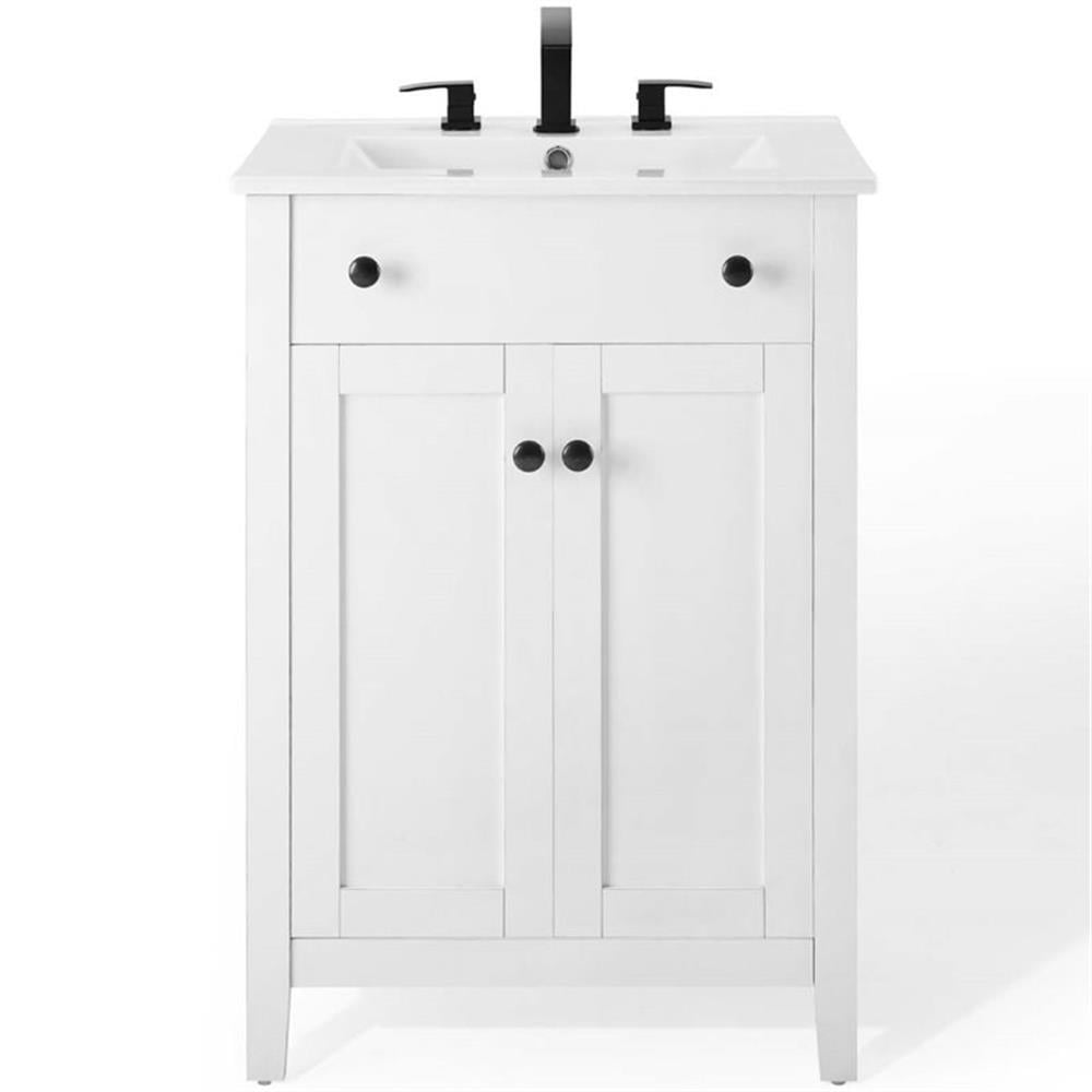 Modway Nantucket 24" Modern Wooden Bathroom Vanity in White Finish