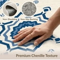 thumbnail image 6 of ODIKA 3'x5' Blue Cream Geometric Floral Design Washable Throw Rug Elegant Medallion with Intricate Borders Stain Resistant, Low Profile, Non-Slip for Entryway, Kitchen, Mudroom, 6 of 7