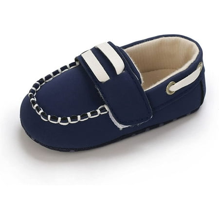 

QWZNDZGR Baby Crib PU Leather Moccasins Prewalkers with Anti-Slip Bottom