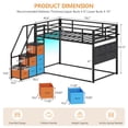 thumbnail image 3 of Low Bunk Bed Twin Over Twin Size with 6 Storage Drawers and LED Lights, Reversible Metal Bunk Beds with 6-Pocket Organizer and Storage Staircase, Twin Loft Bed with High Guardrails, Black, 3 of 9