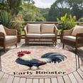 thumbnail image 4 of Early Rooster Round Area Rug 7Ft Washable Circle Rugs for Dorm Laundry Room, Pink Spring Farmhouse Leaves Burlap Non-Slip Carpet Floor Mats Indoor Outdoor Carpet Runner Aesthetic Home Decor, 4 of 8